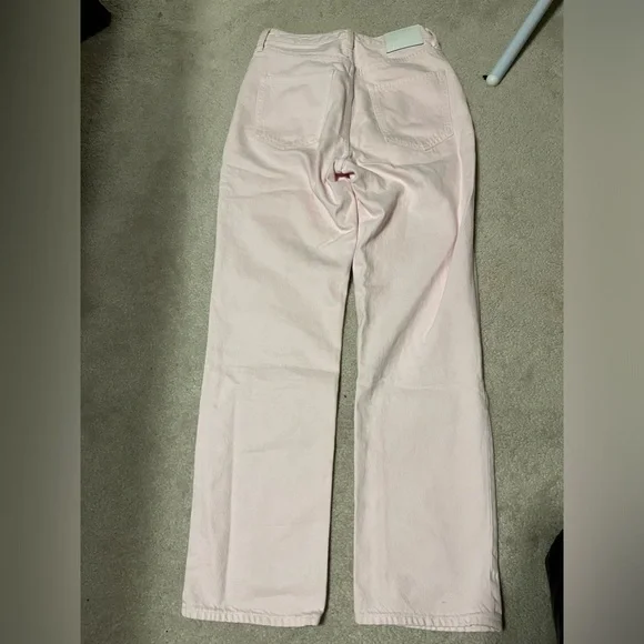 Aritzia x Denim Forum light pink high-waisted wide leg jeans - Picture 7 of 8